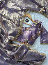 Indupriyaa Lavender Fendi Satin Designer Saree With Redy Made Blouse